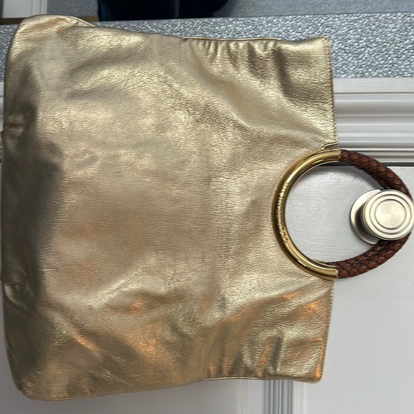 Michael Kors Medium Foldover Ring Bag Gold - Picture 1 of 6